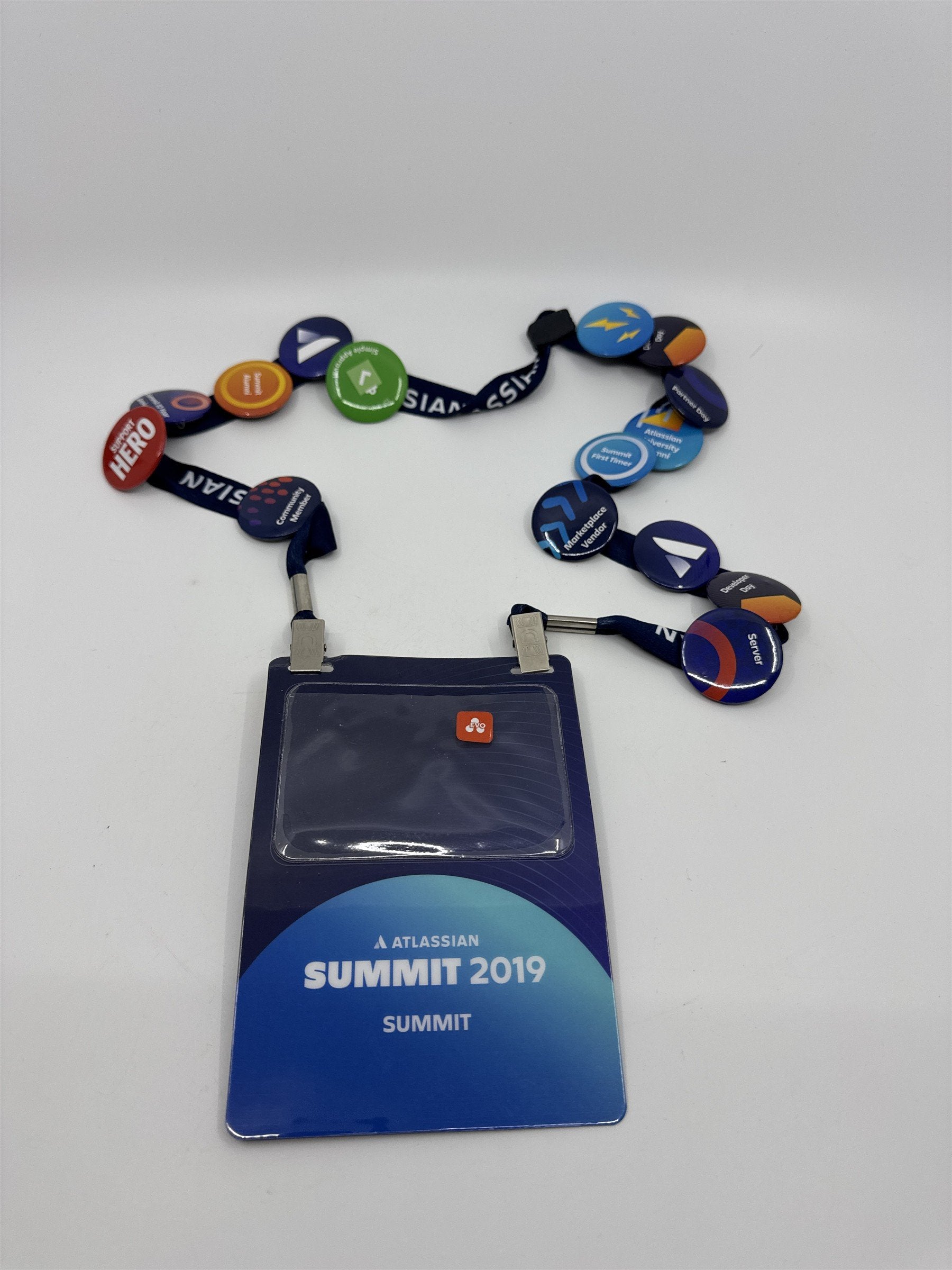 Atlassian Summit 2019 Lanyard ID Hold Lot of 15 Collectible Flair Pins Tech SWAG