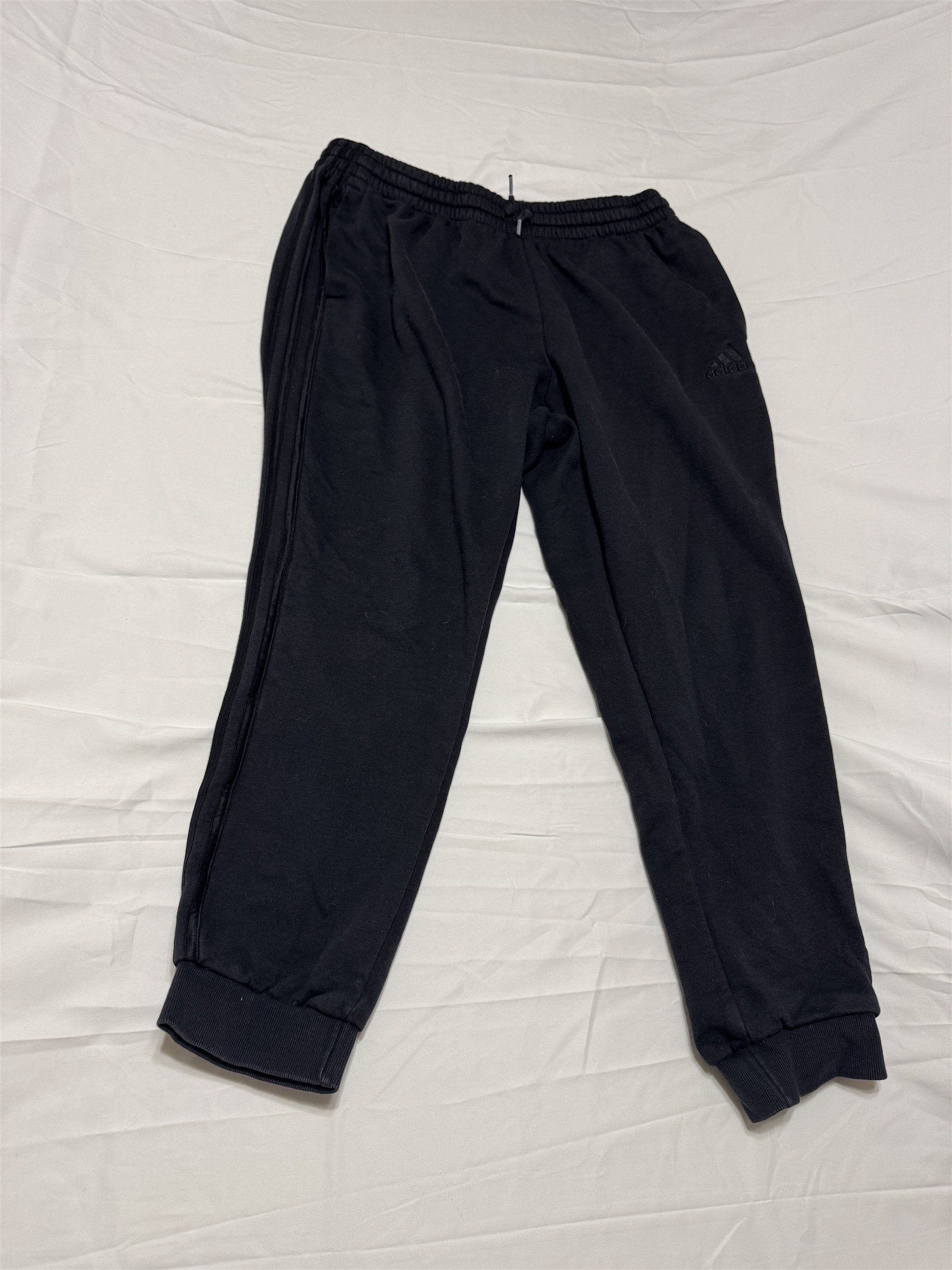 Mens Adidas Black XL Sweatpants 3 Stripes Black on Black Stealth Joggers