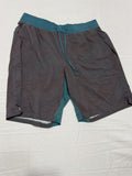 Lululemon Mens Linerless 9" Shorts Size XL Blue & Orange Animal Pattern Print