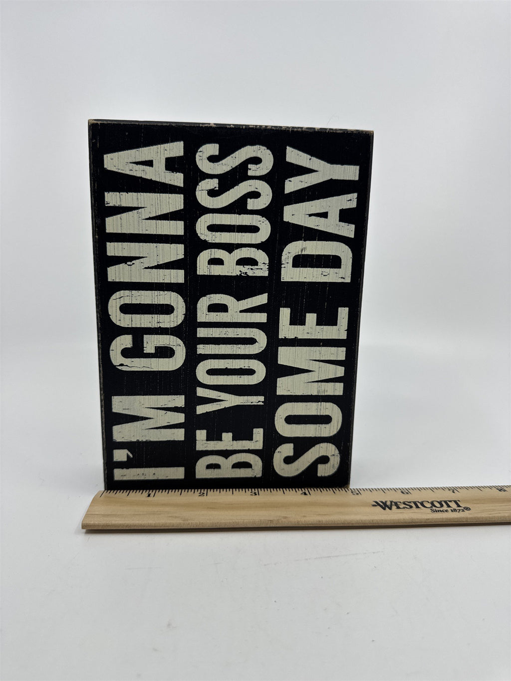 I'm Gonna Be Your Boss Someday Black & White Painted 7" x 5" Novelty Desk Sign