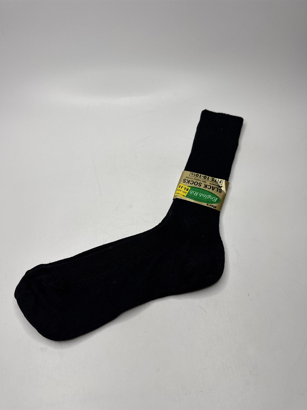 Vintage Mens Dress Slack Socks English Rib 10-10.5 Kmart Black 1 Pair Troy USA