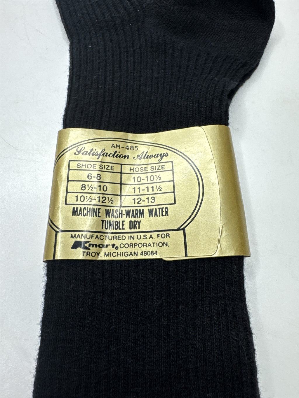 Vintage Mens Dress Slack Socks English Rib 10-10.5 Kmart Black 1 Pair Troy USA