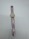 Vintage Pink Ronica Kong Quartz Womens Wristwatch Gold Tone Leather Metallic