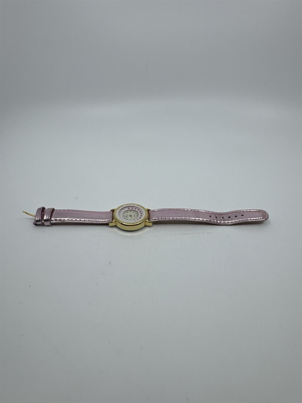 Vintage Pink Ronica Kong Quartz Womens Wristwatch Gold Tone Leather Metallic
