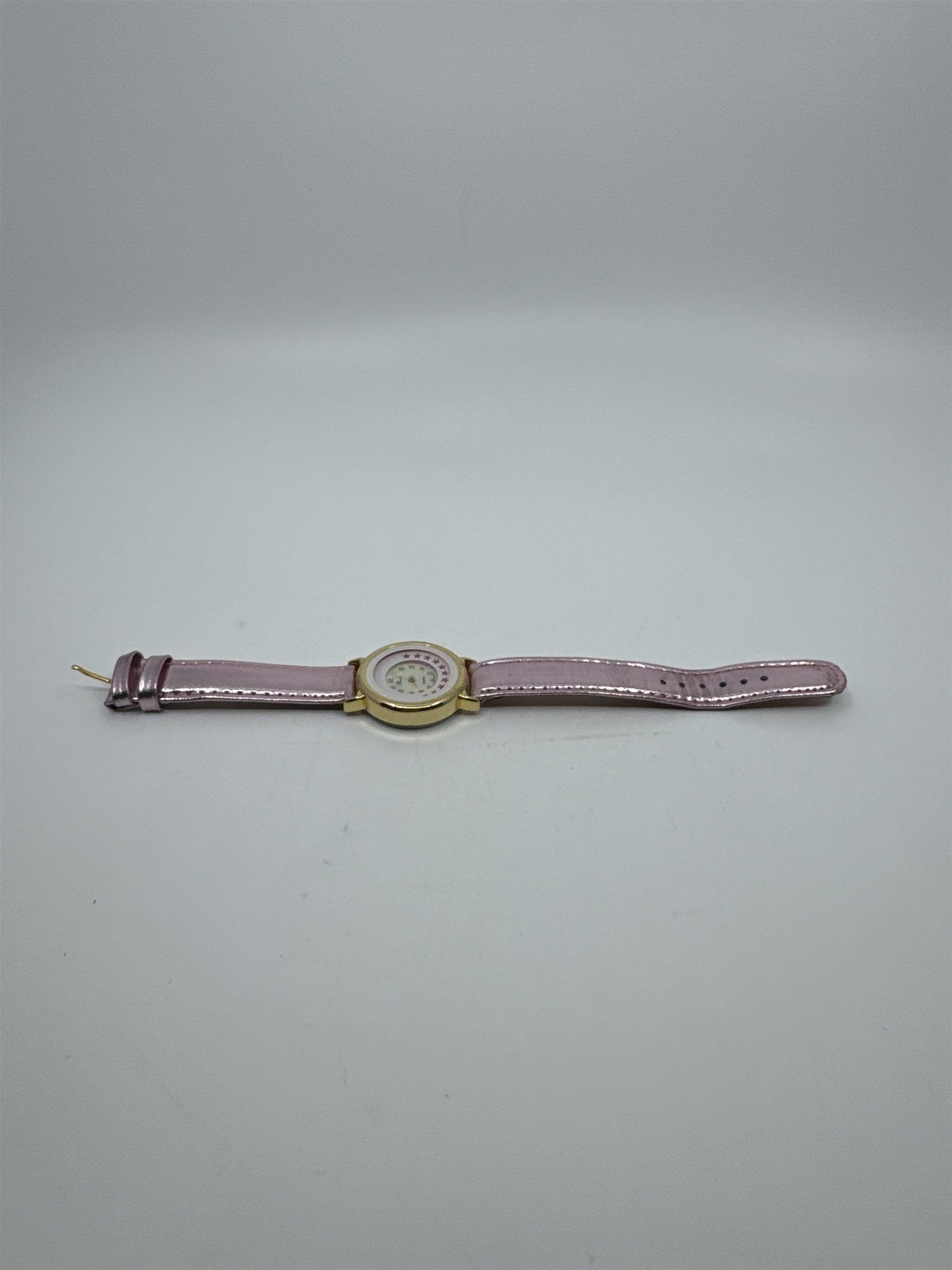 Vintage Pink Ronica Kong Quartz Womens Wristwatch Gold Tone Leather Metallic