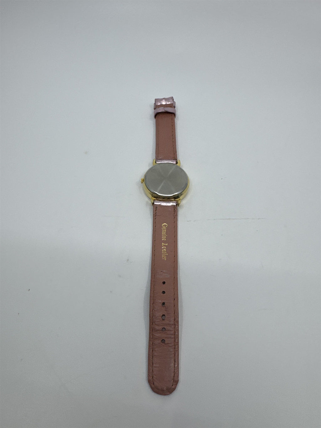 Vintage Pink Ronica Kong Quartz Womens Wristwatch Gold Tone Leather Metallic