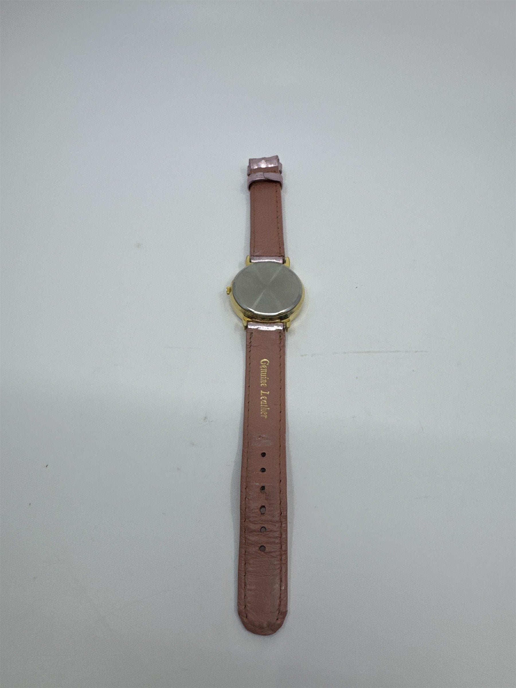 Vintage Pink Ronica Kong Quartz Womens Wristwatch Gold Tone Leather Metallic