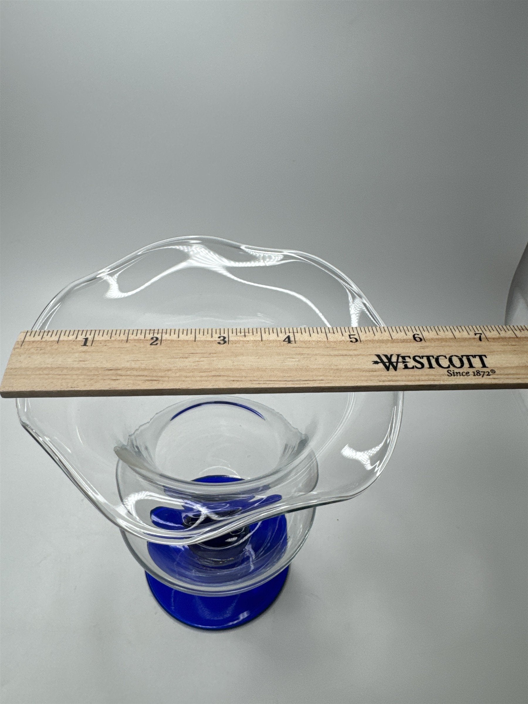 Princess House Vase Crystal Sapphire Clear Glass 8.5" Tall /w Original Box