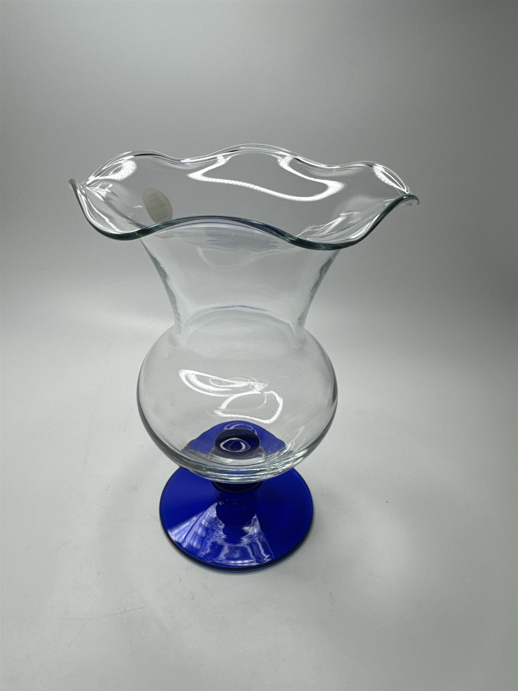 Princess House Vase Crystal Sapphire Clear Glass 8.5" Tall /w Original Box