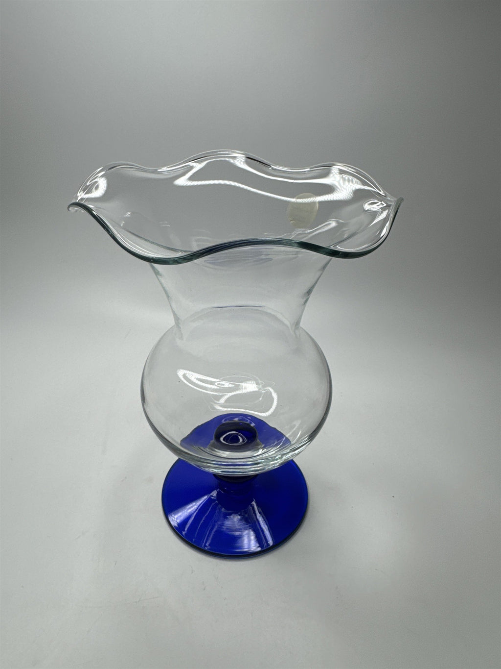 Princess House Vase Crystal Sapphire Clear Glass 8.5" Tall /w Original Box