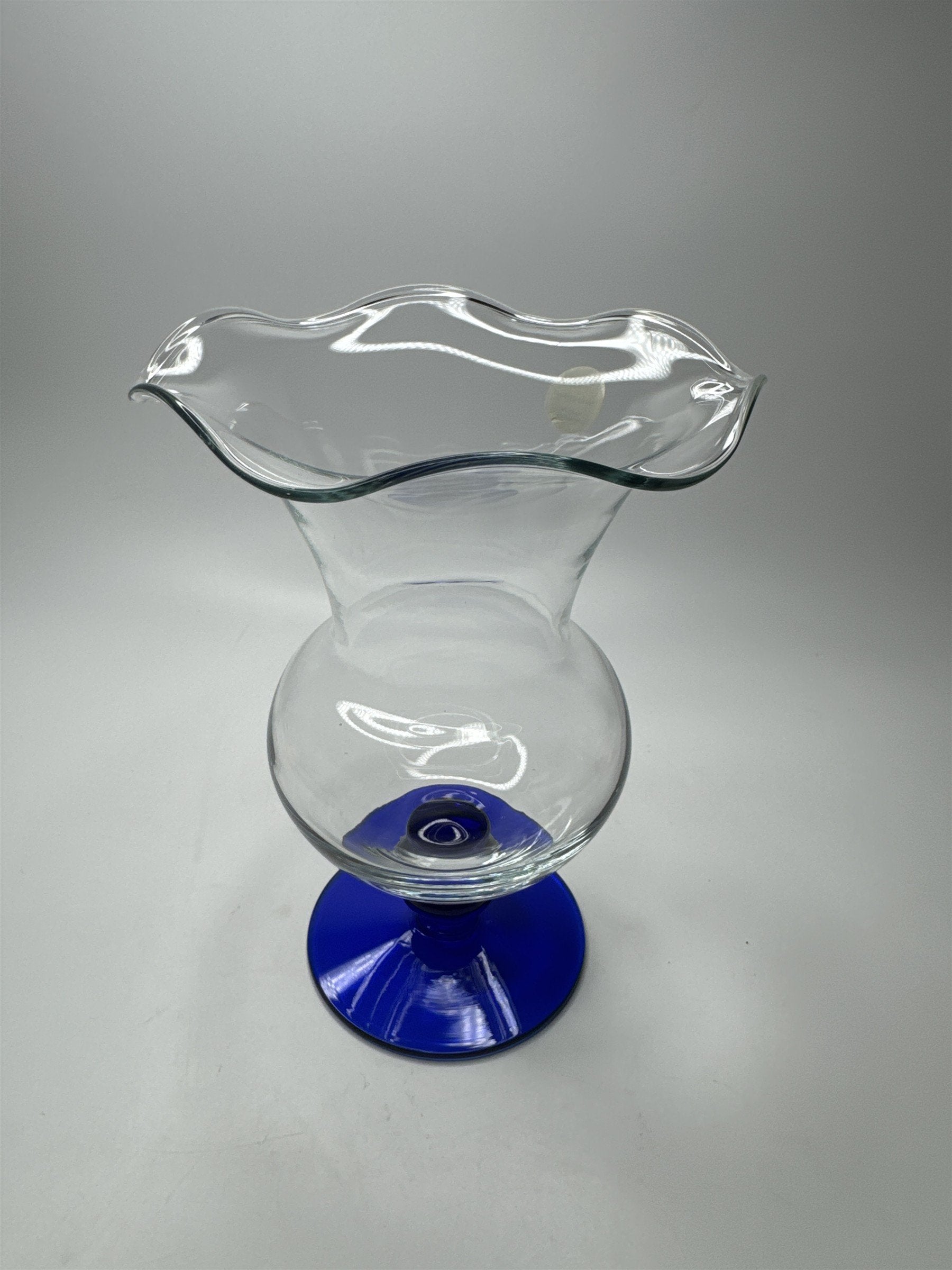 Princess House Vase Crystal Sapphire Clear Glass 8.5" Tall /w Original Box