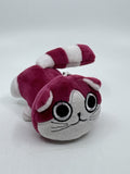 Pink and White Striped Cat Plush Suction Cup Stuffed Animal Friend Toy