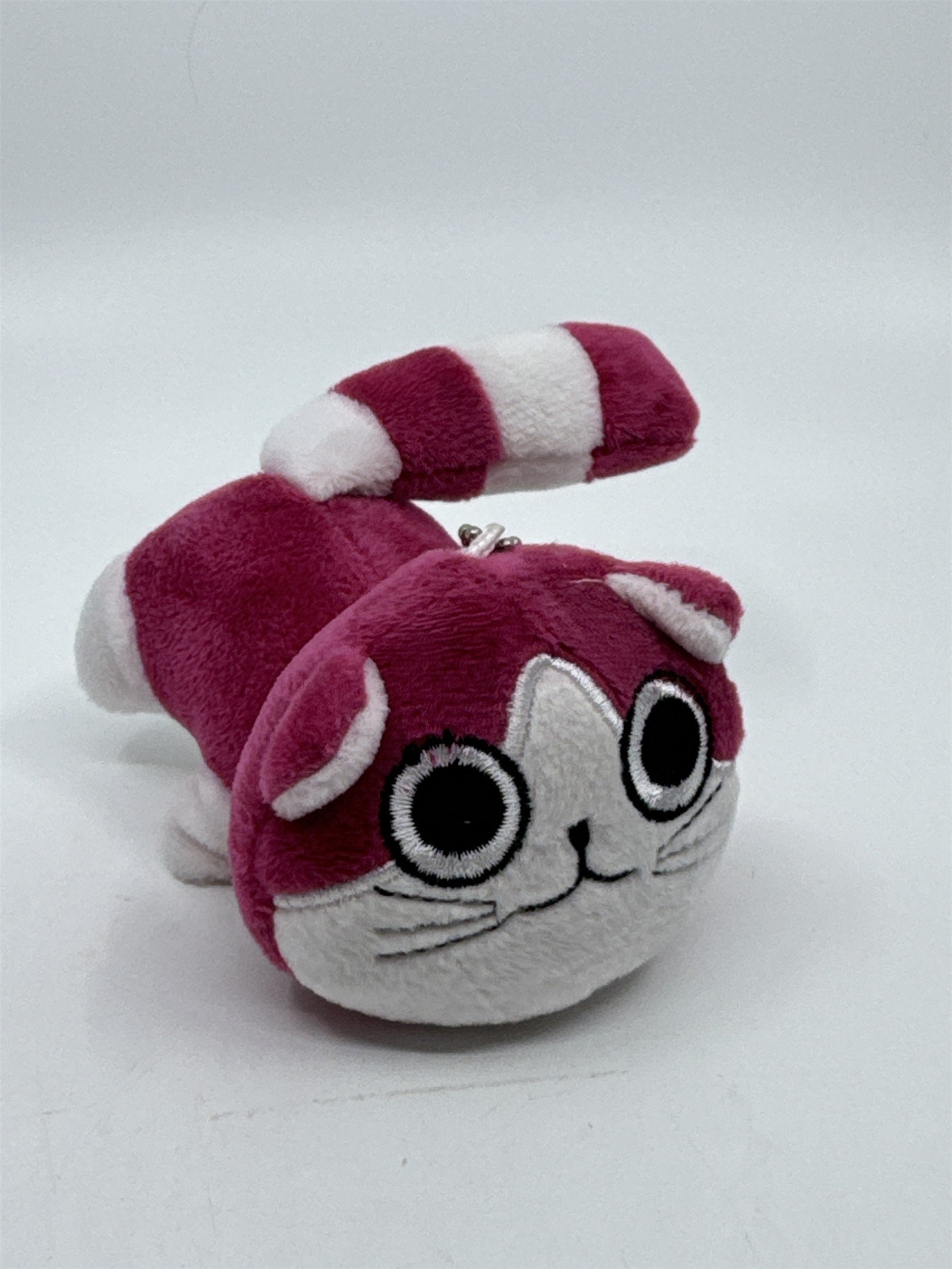 Pink and White Striped Cat Plush Suction Cup Stuffed Animal Friend Toy