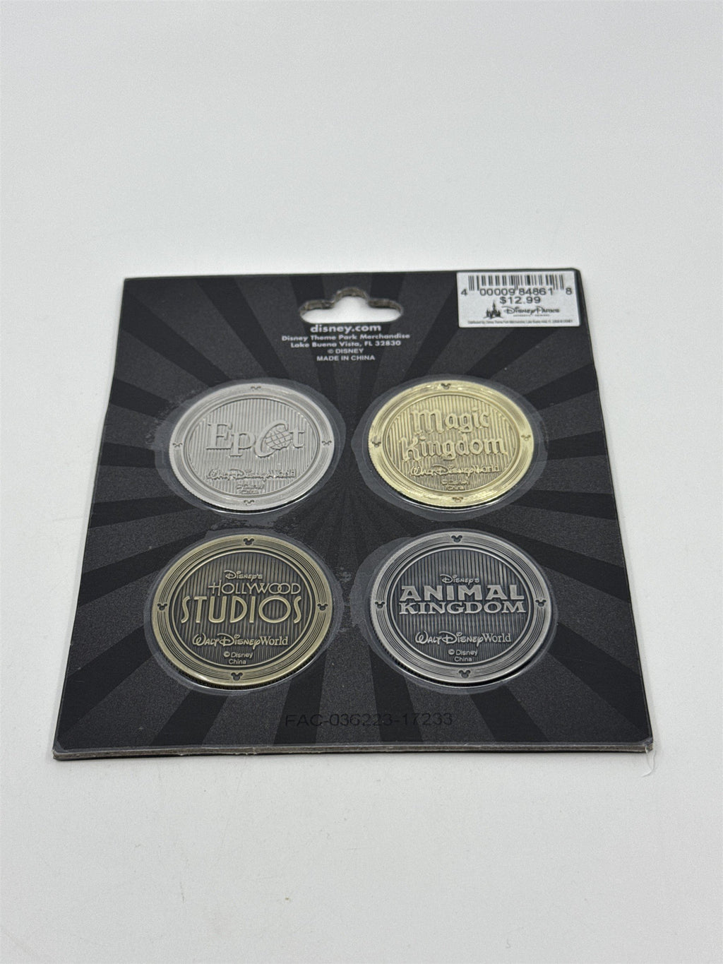 Walt Disney World Authentic Original Disney Parks Coin Set for 4 Florida Parks