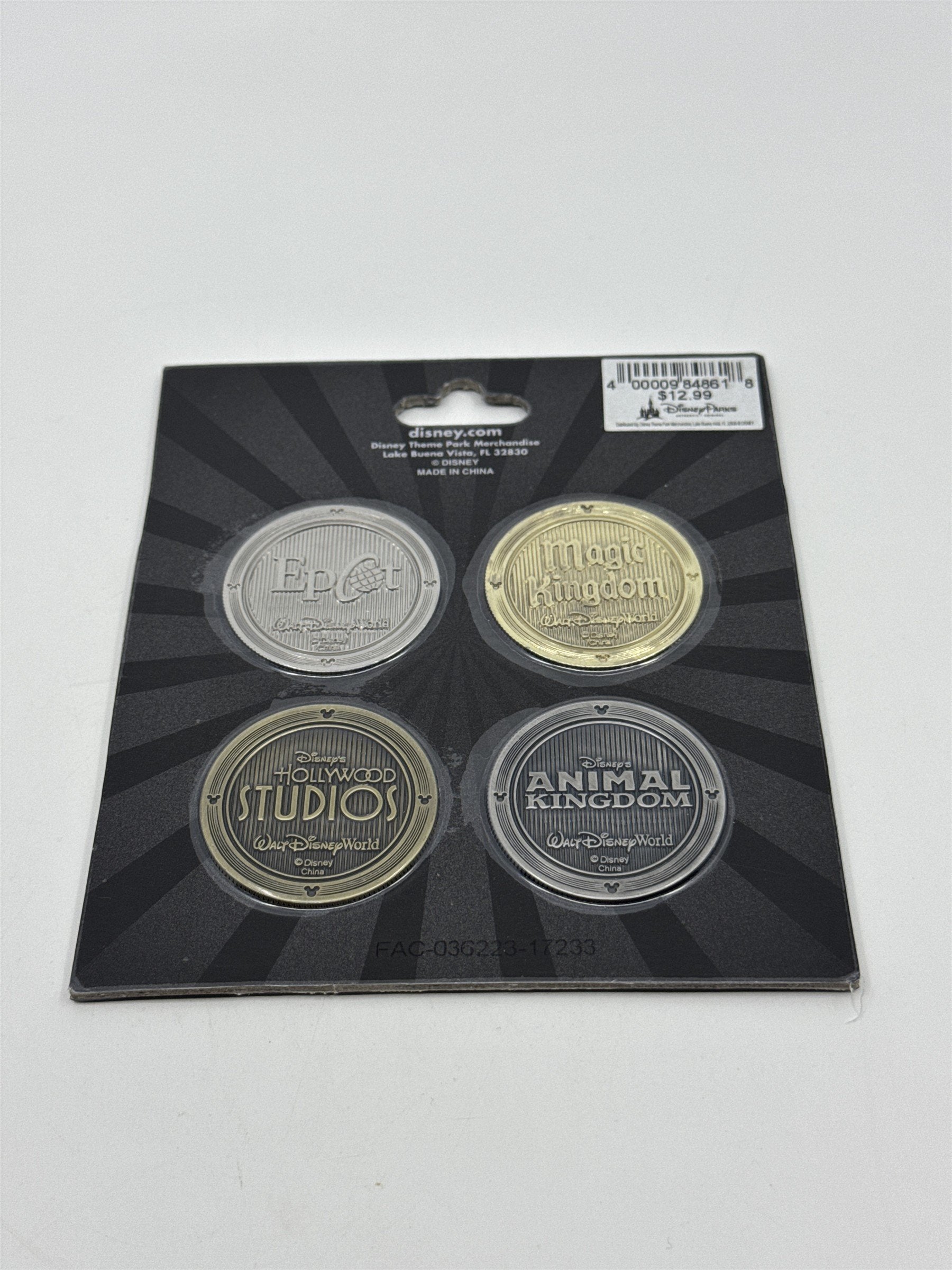 Walt Disney World Authentic Original Disney Parks Coin Set for 4 Florida Parks