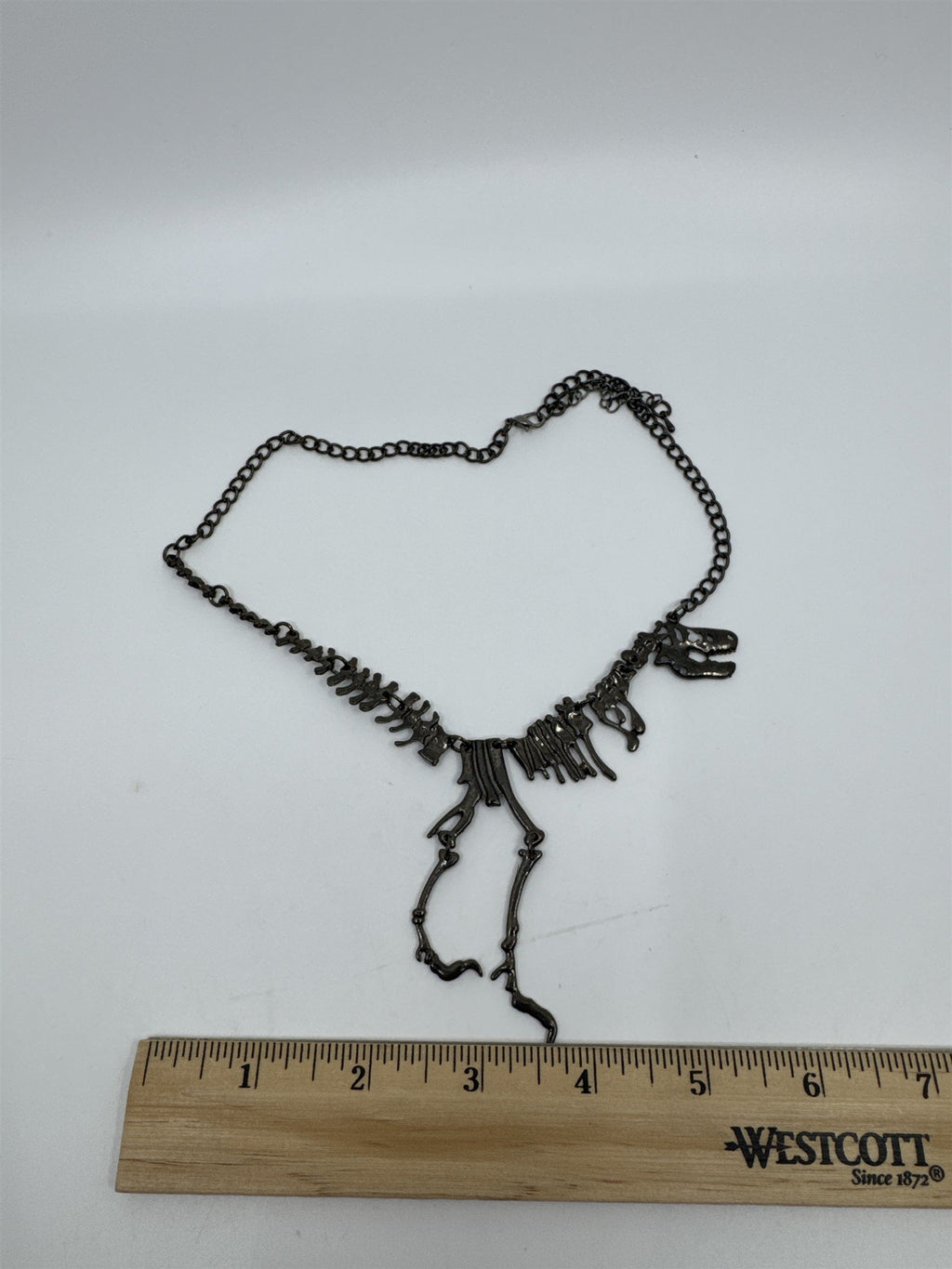 T-Rex Fossil Metal Necklace Moving Fossil Style Necklace Gunmetal