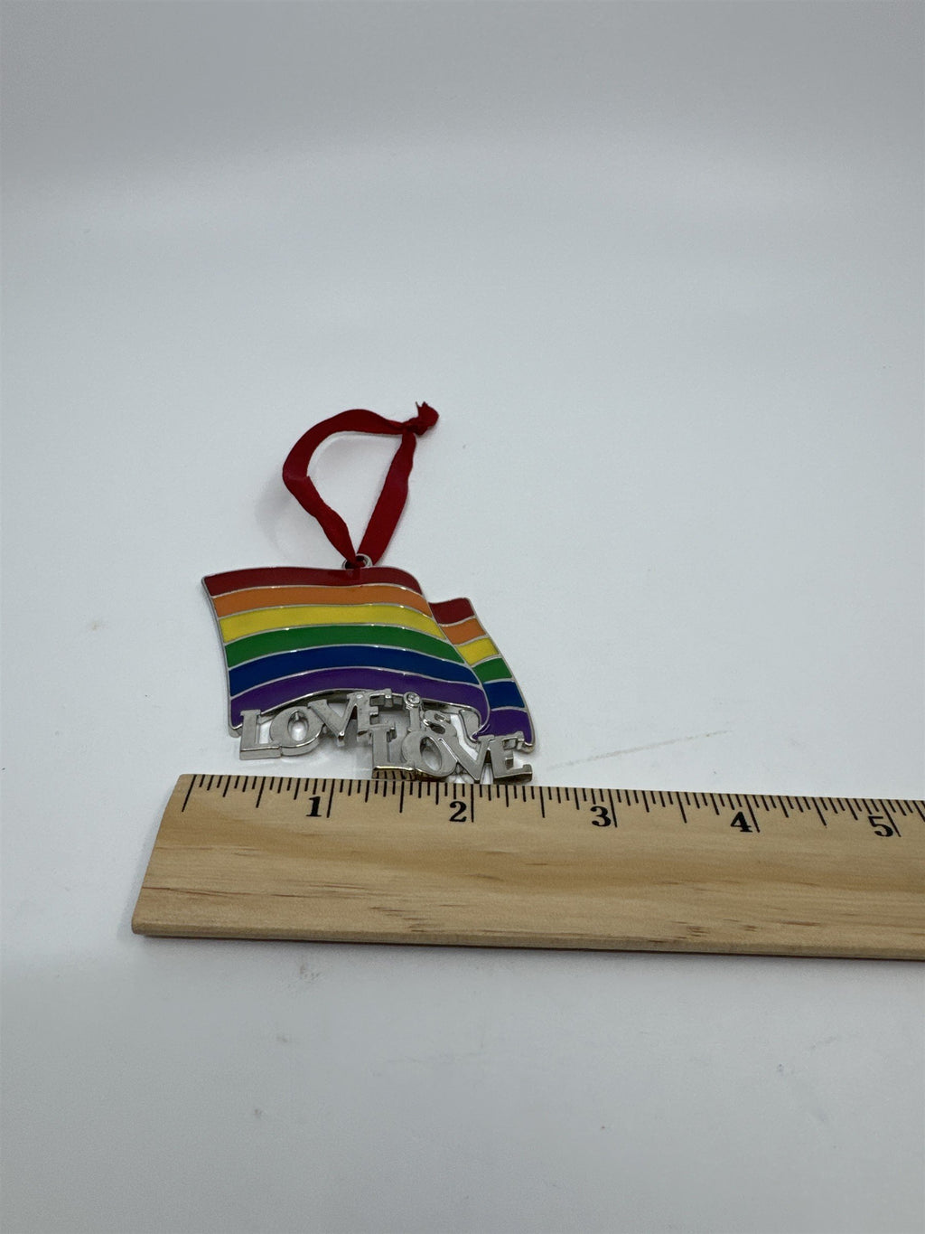 Harvey Lewis Love is Love Rainbow Flag Pride Metal Ornament LGBTQ+
