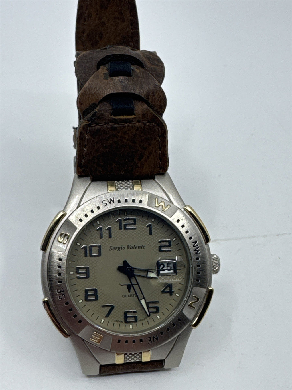 Sergio Valente Men's Watch Longhorn Brown Metal Gold Water Resistant