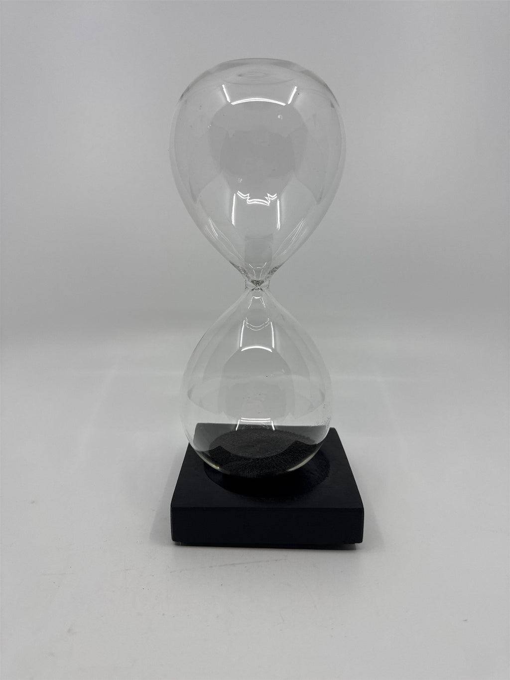 Magnetic Hour Glass /w Black Magnetic Sand and a Black Wooden Base Desk Art