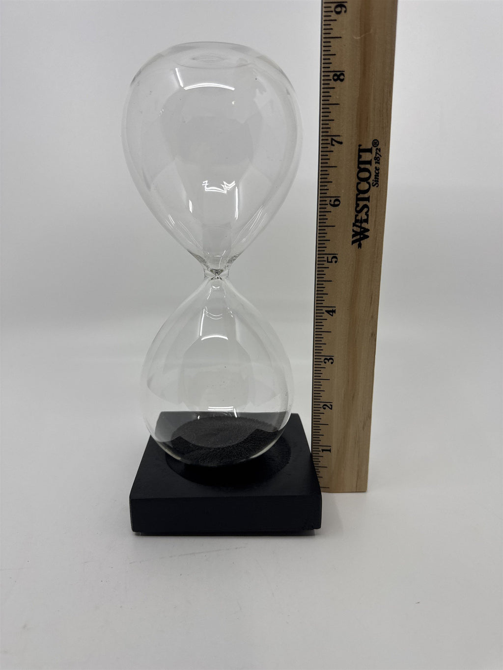 Magnetic Hour Glass /w Black Magnetic Sand and a Black Wooden Base Desk Art