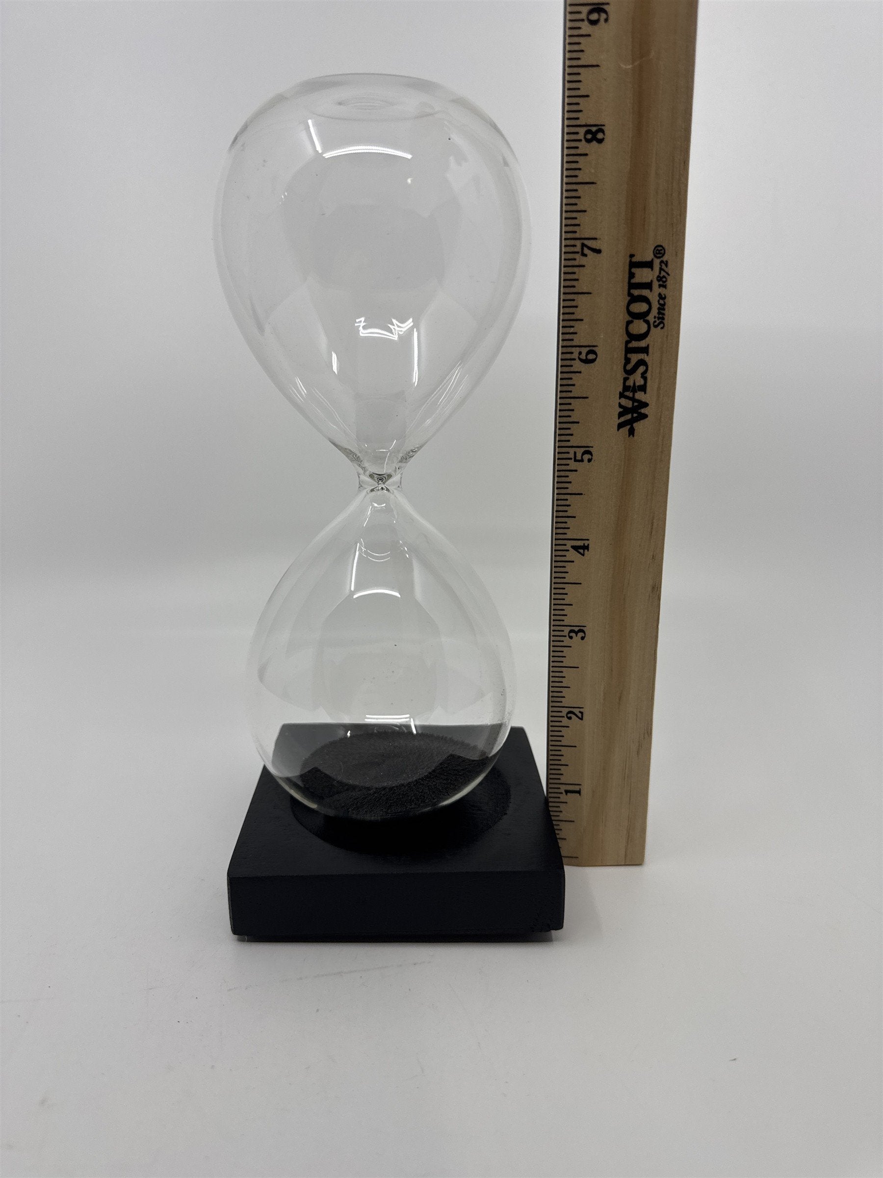 Magnetic Hour Glass /w Black Magnetic Sand and a Black Wooden Base Desk Art
