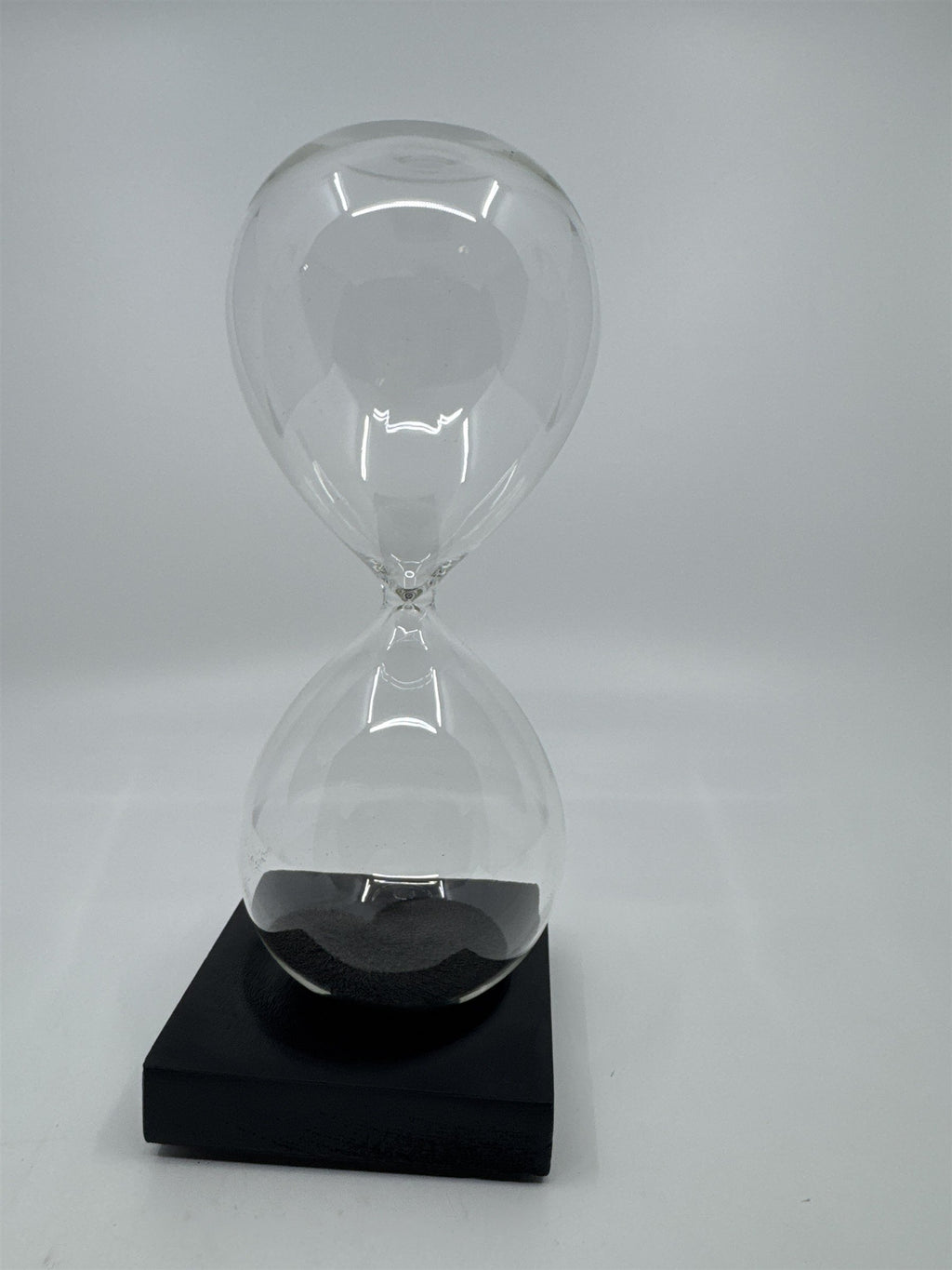 Magnetic Hour Glass /w Black Magnetic Sand and a Black Wooden Base Desk Art