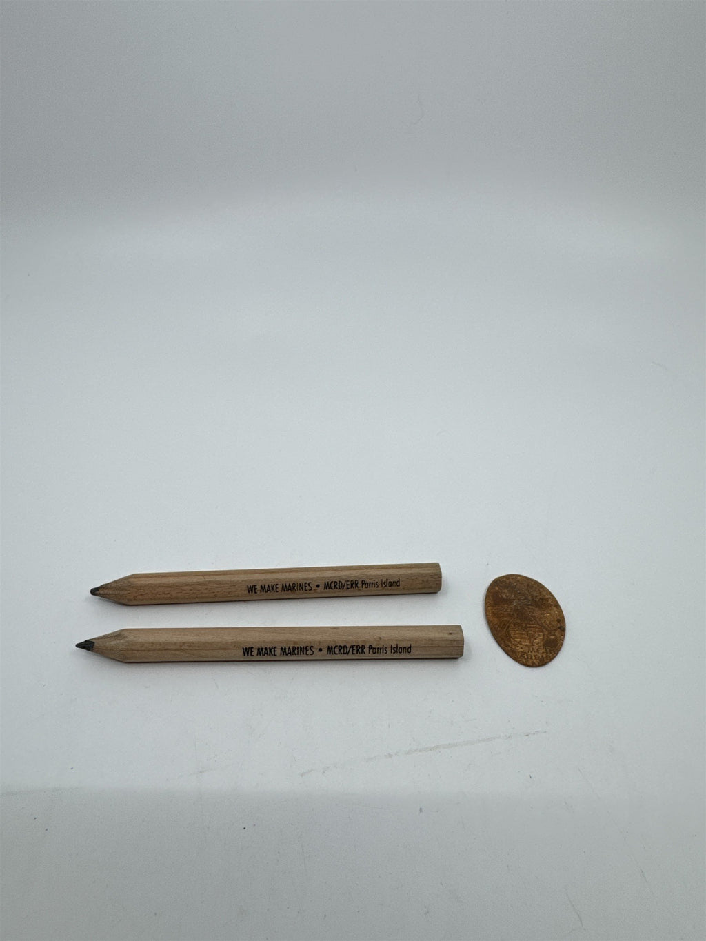 USMC Parris Island We Make Marines Pencils Set of 2 /w Souvenir Penny Coin
