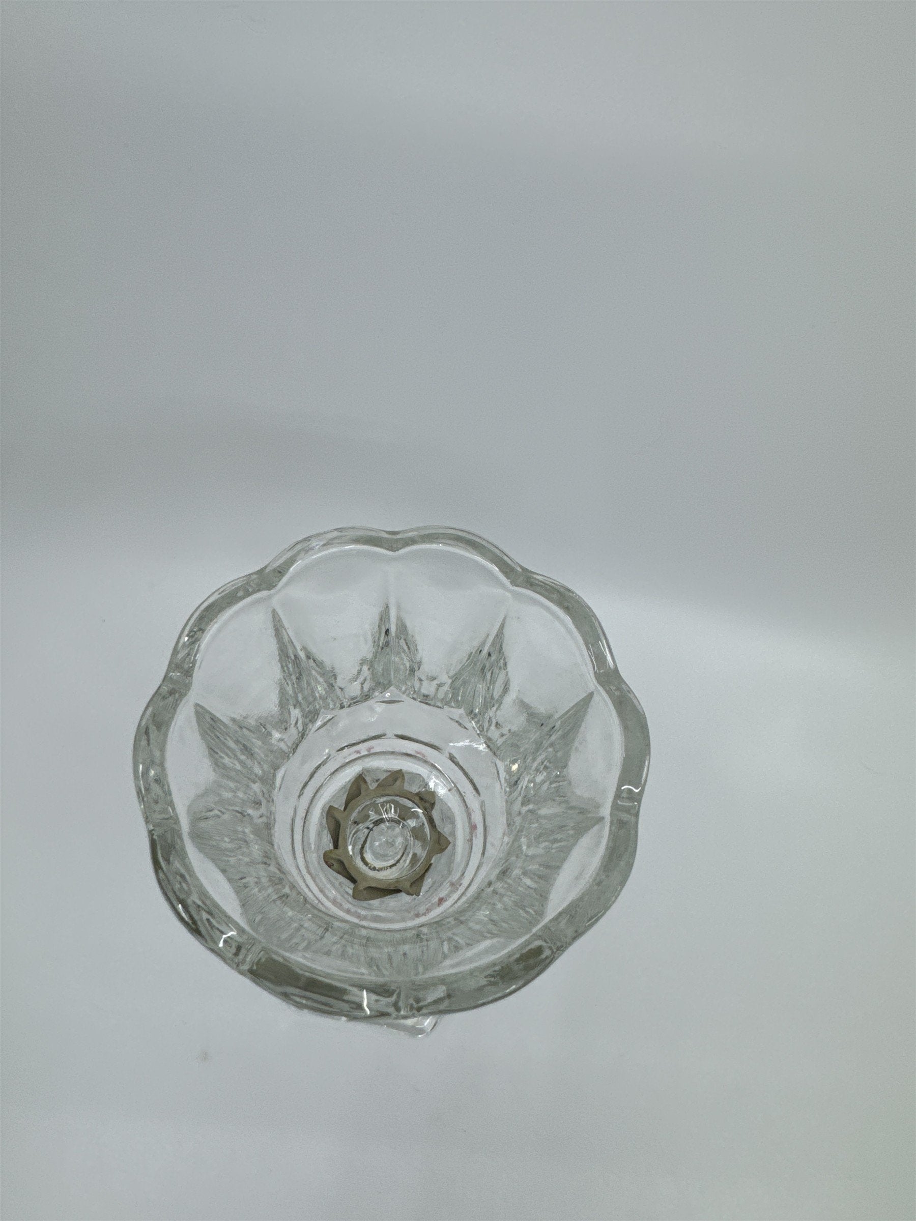 Homco Home Interiors Clear Glass 2pc Clear Glass Crystal Candle Votive Holder 7"