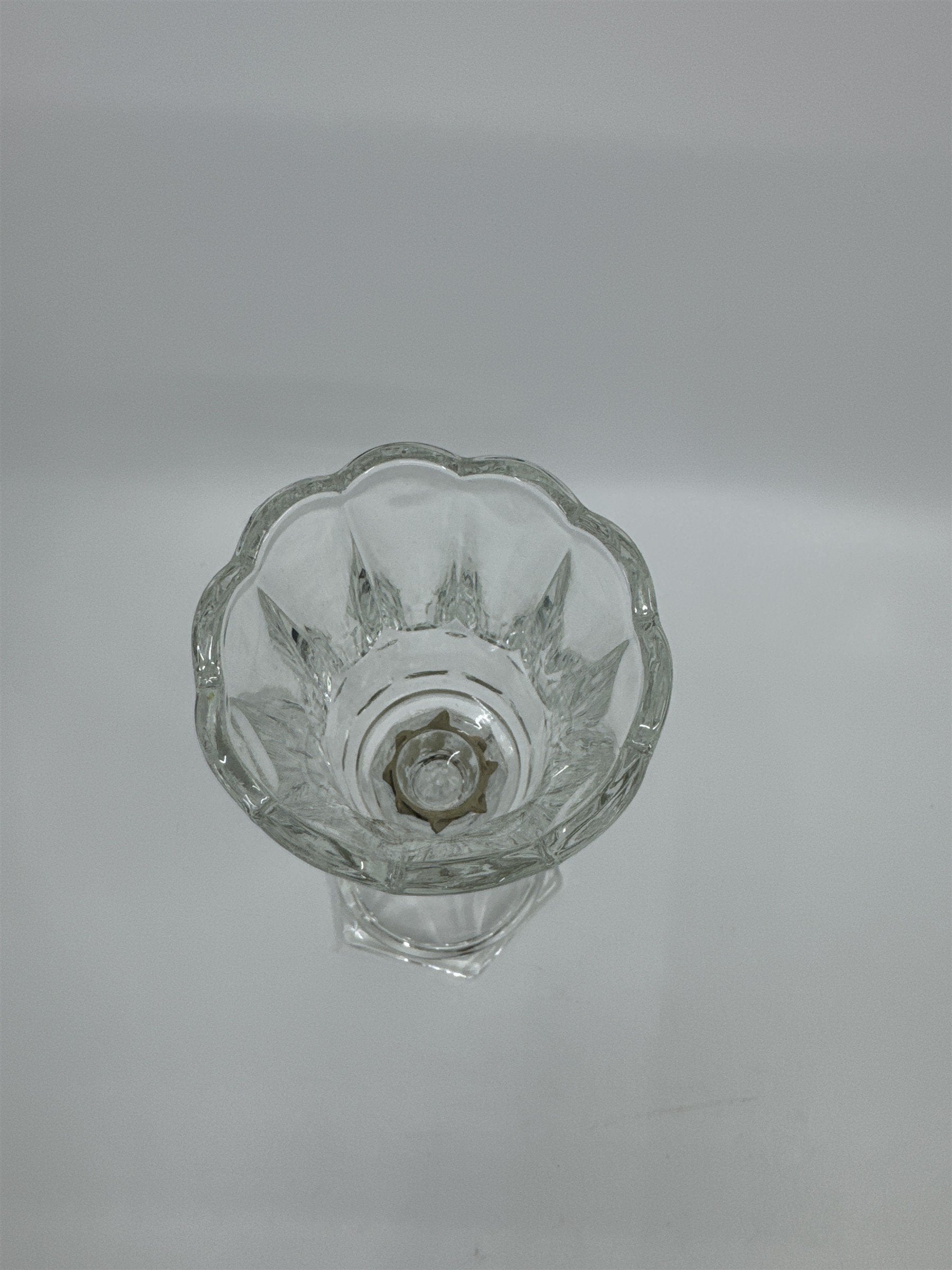 Homco Home Interiors Clear Glass 2pc Clear Glass Crystal Candle Votive Holder 7"