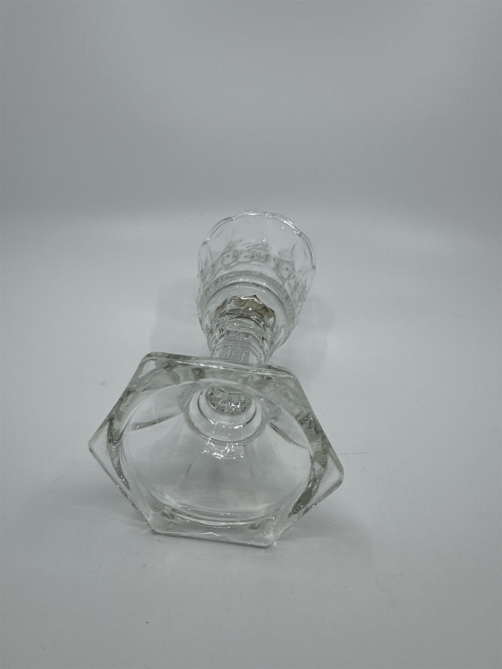 Homco Home Interiors Clear Glass 2pc Clear Glass Crystal Candle Votive Holder 7"