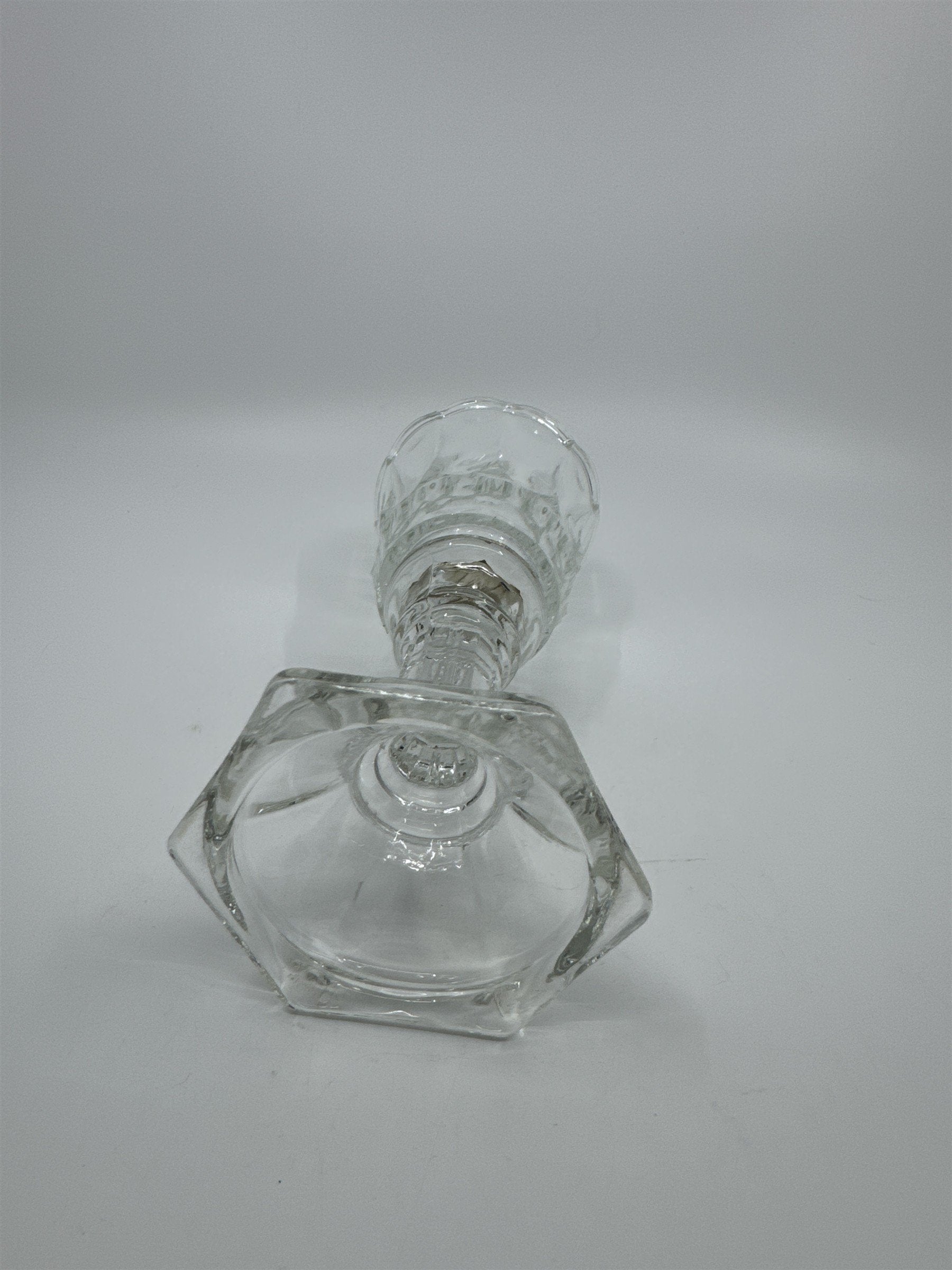 Homco Home Interiors Clear Glass 2pc Clear Glass Crystal Candle Votive Holder 7"