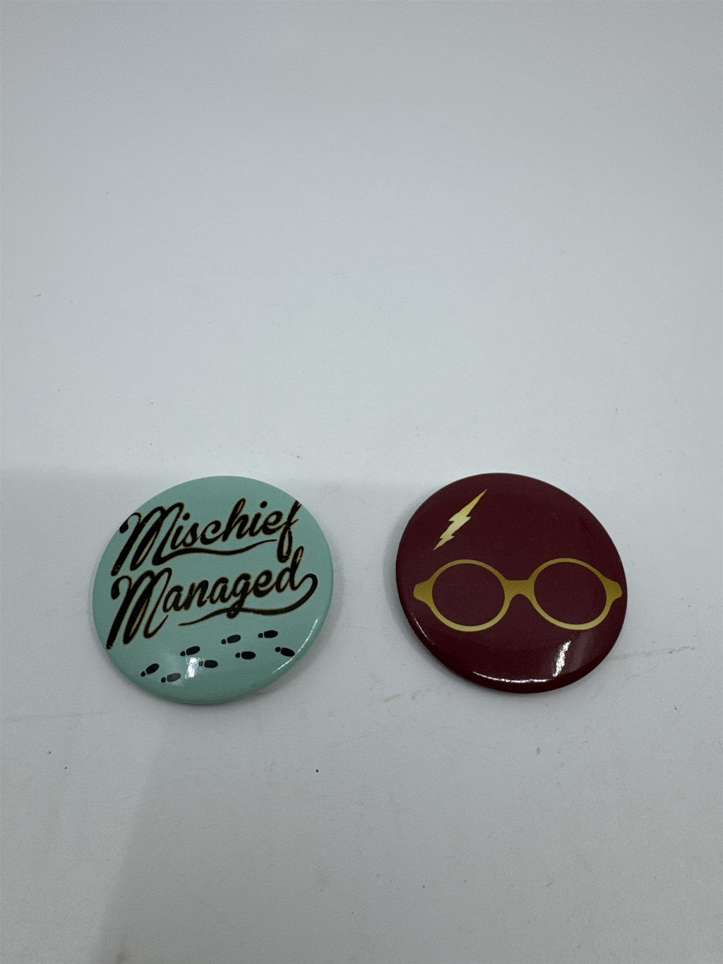 Set of 2 Harry Potter Wizarding World Pins, Lightning Bolt and Mischief Managed