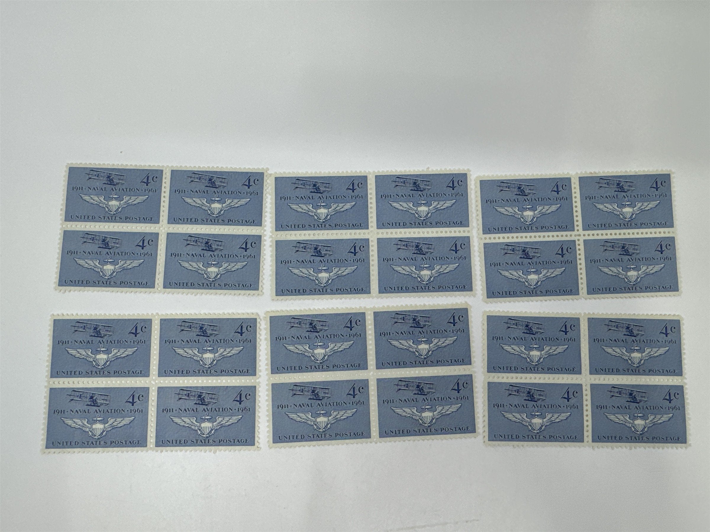 6x of US Stamp Scott #1185, 4c, Naval Aviation Issue, Plate Block of 4