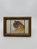 Vintage Small Wooden Frame With Tiger Painting Reproduction (Gold Trim)
