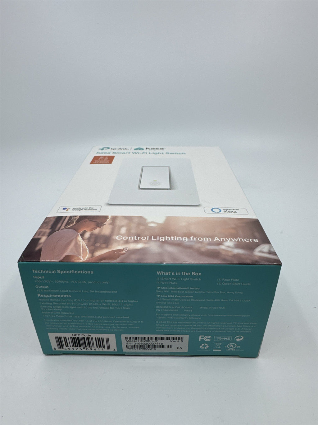 TP-LINK HS200 Smart WiFi Light Switch - White Faceplate