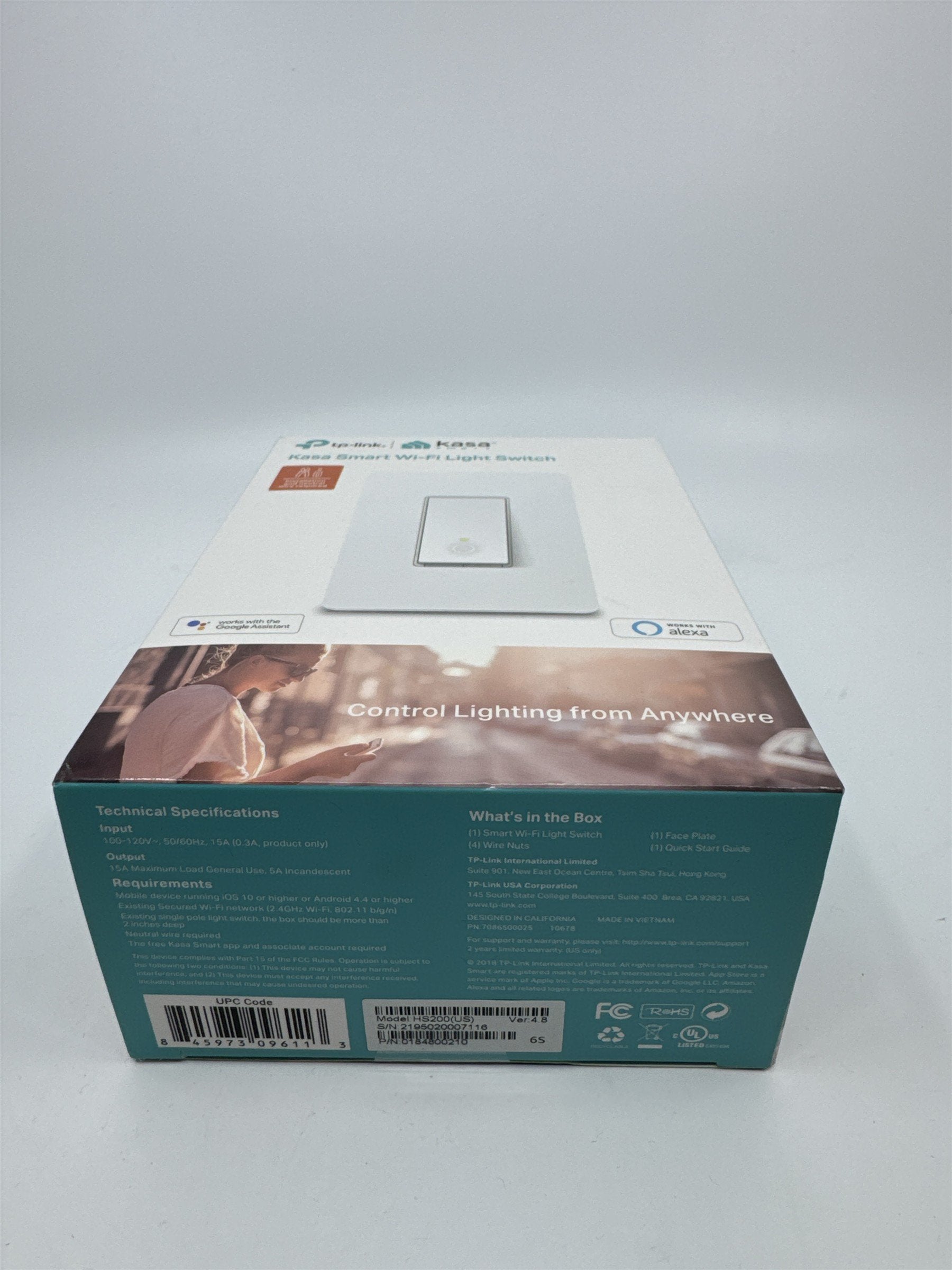 TP-LINK HS200 Smart WiFi Light Switch - White Faceplate