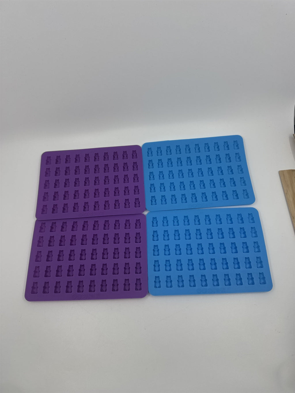 Set of 4 Miniature Gummy Bear Molds Silicone for Candy Making ~ Blue & Purple