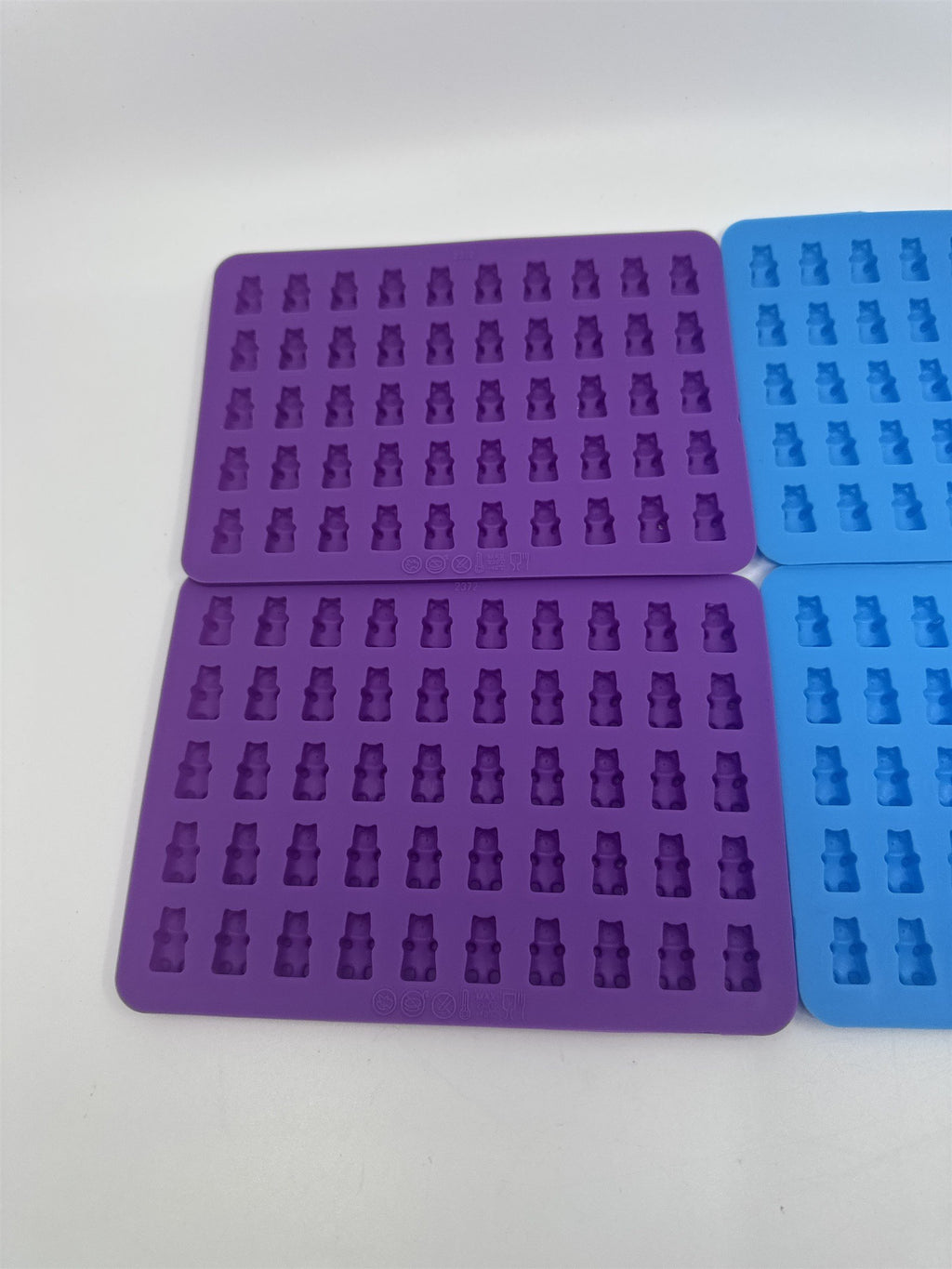 Set of 4 Miniature Gummy Bear Molds Silicone for Candy Making ~ Blue & Purple