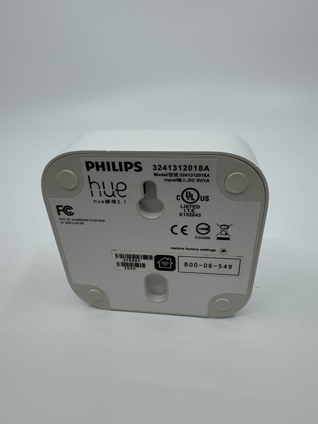 Philips Hue 2.1 Hub Bridge Model 3241312018A (No Power Adapter)