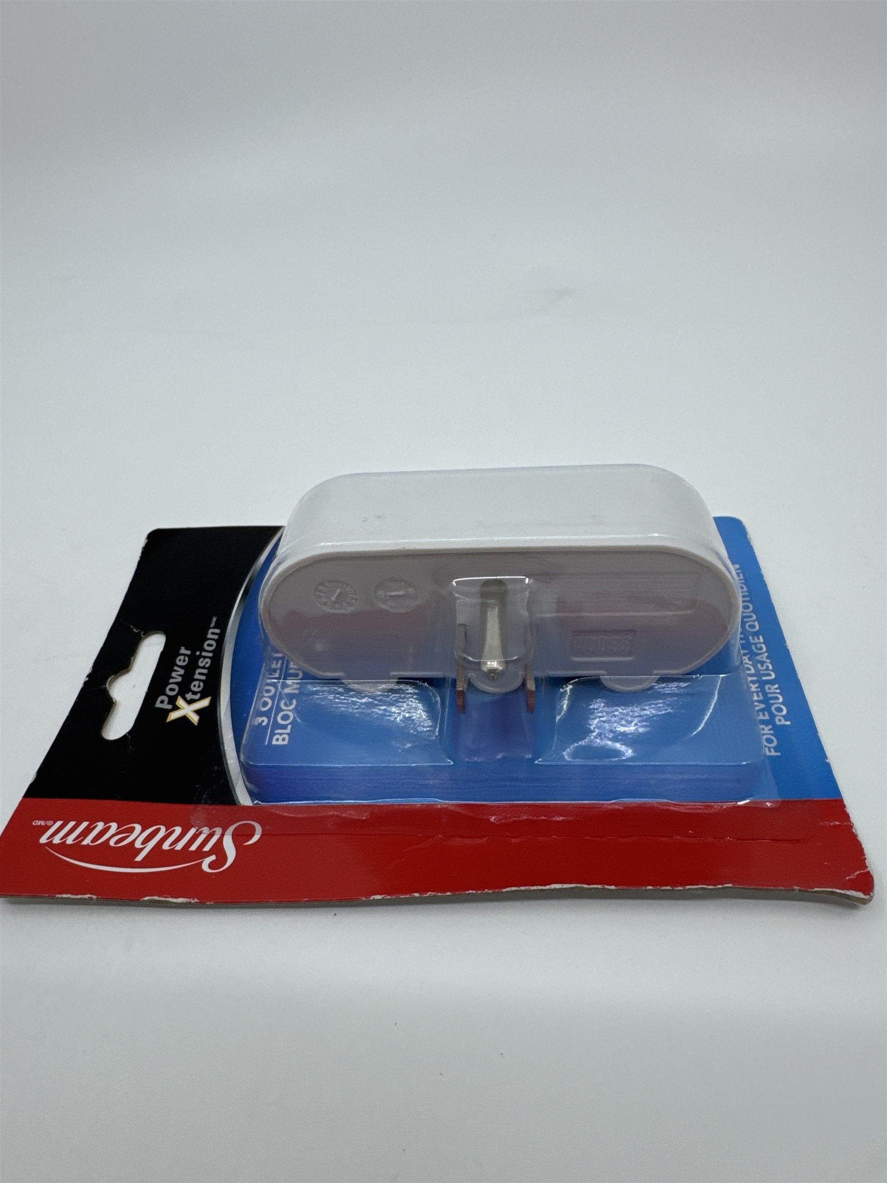Sunbeam 3-Outlet 3-Prong Grounded AC Power Outlet Receptacle Wall Tap Adapter