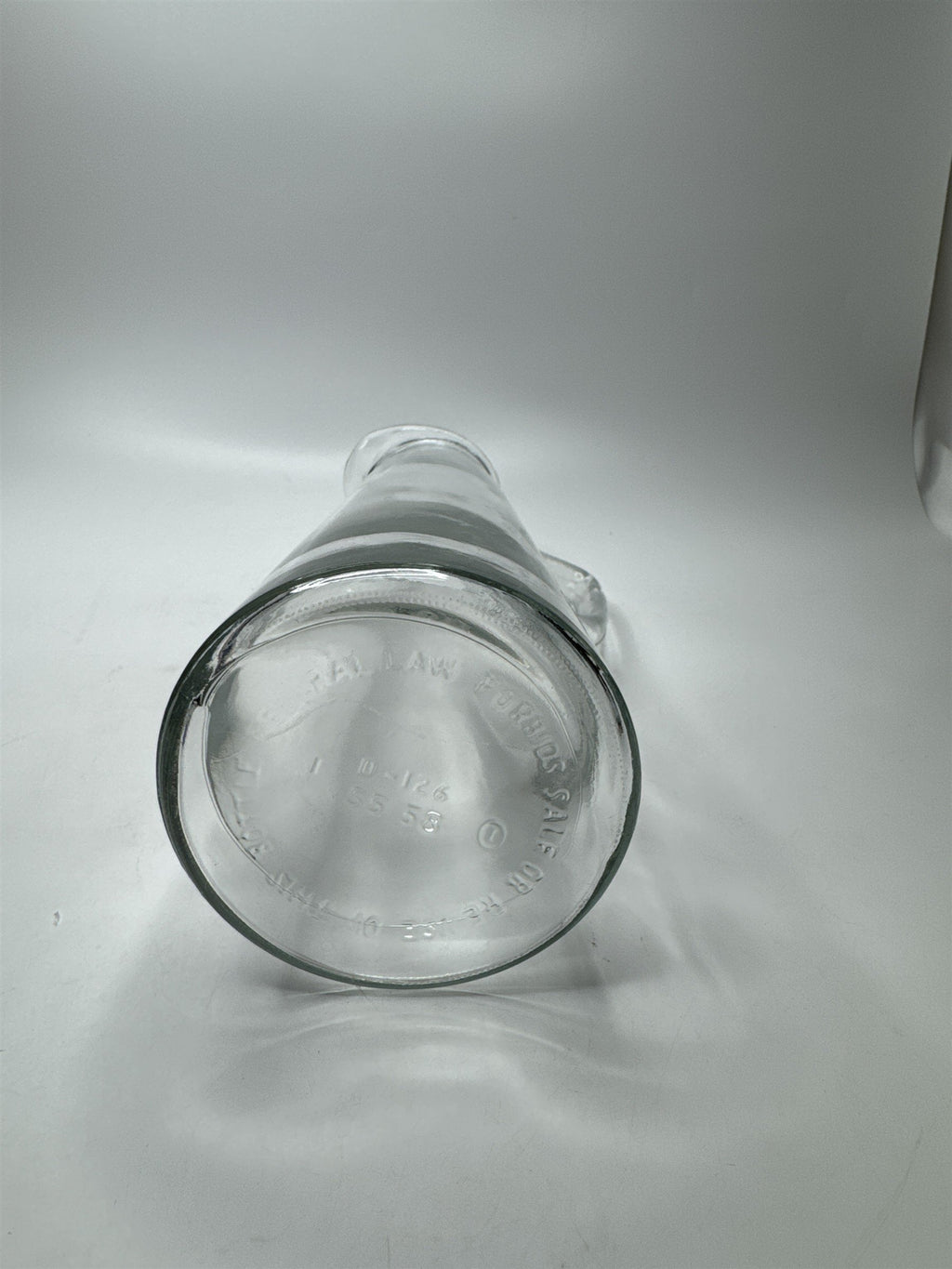 Prohibition Glass Pitcher Federal Law Forbids Notice Bottom Empty Alcohol Bottle
