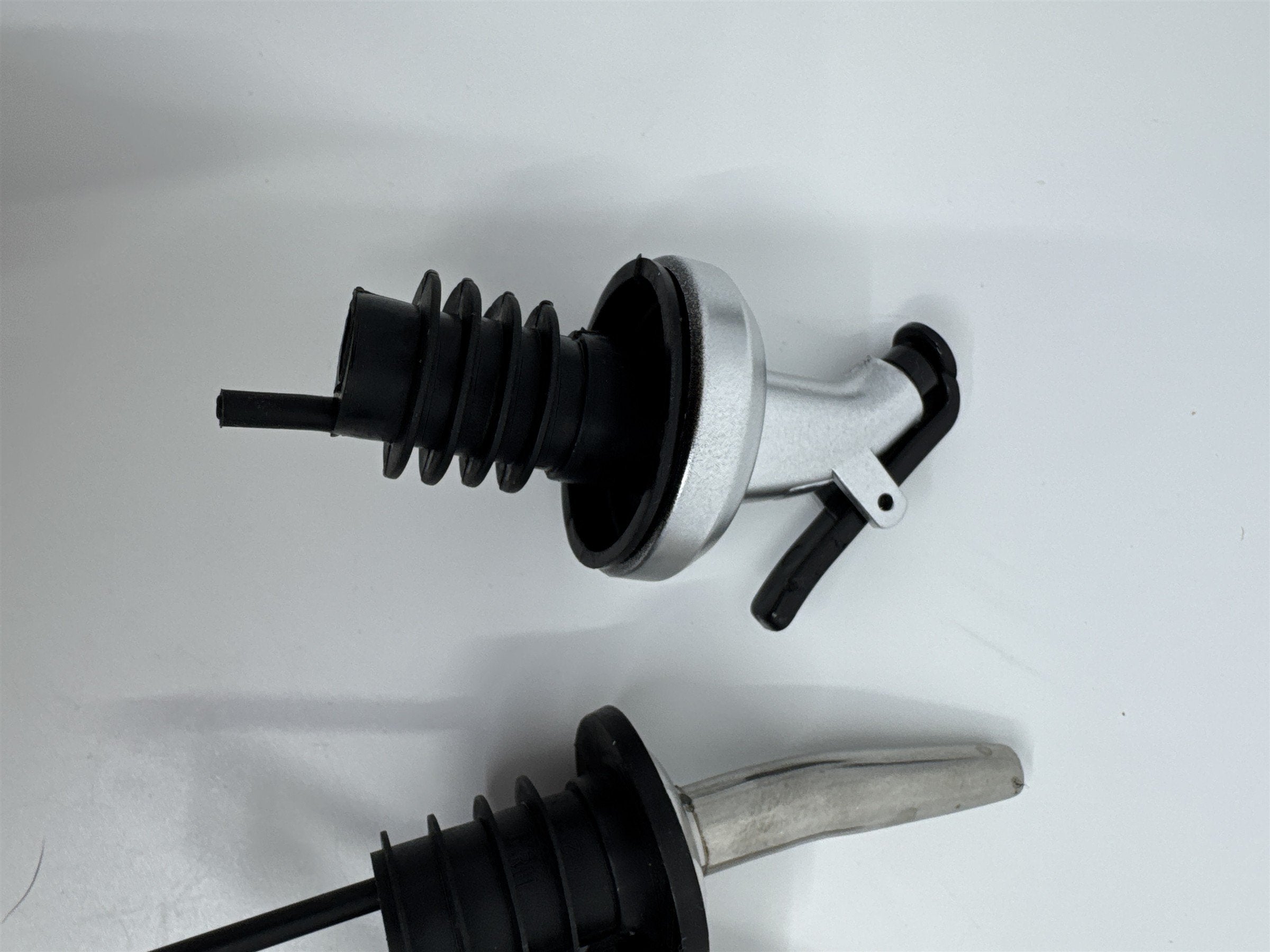 Set of 8 Liquor Pour Spouts/Adapters Stainless Steel with Silicone Grip