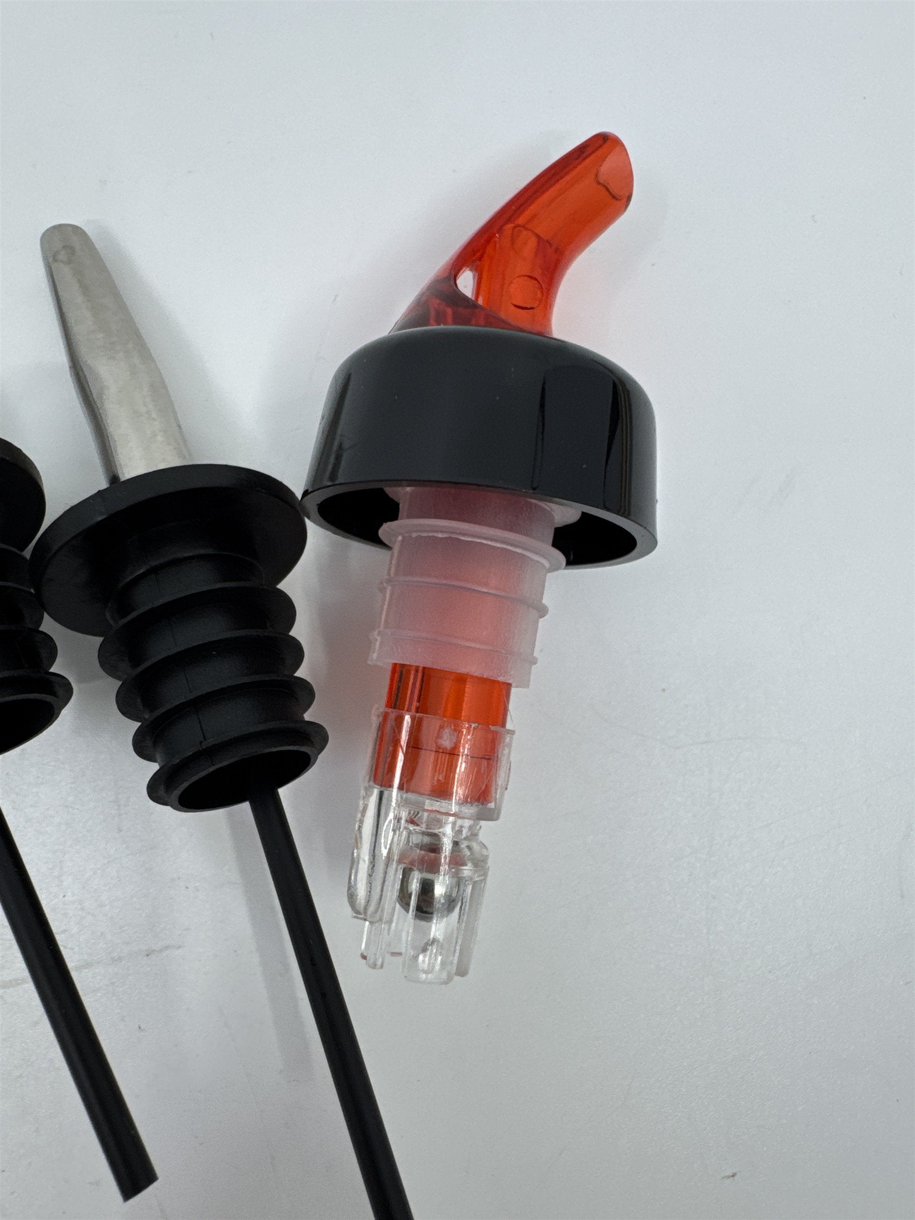 Set of 8 Liquor Pour Spouts/Adapters Stainless Steel with Silicone Grip
