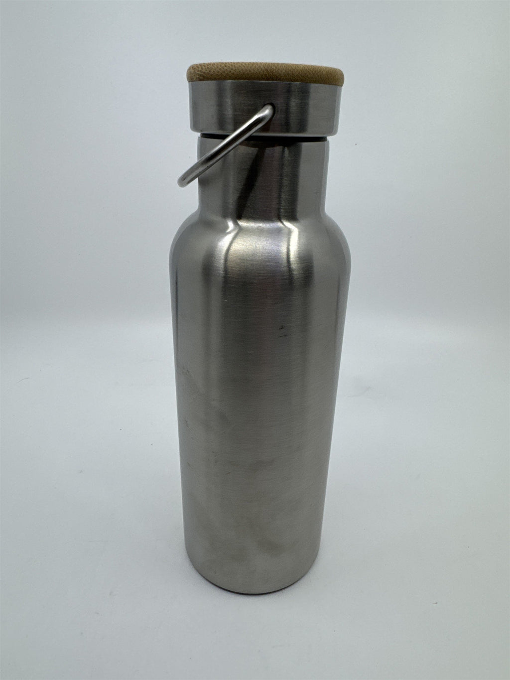 Stainless Steel Water Bottle with Logo Wood Lid and Metal Handle Refined.Com