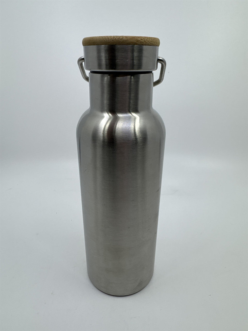 Stainless Steel Water Bottle with Logo Wood Lid and Metal Handle Refined.Com
