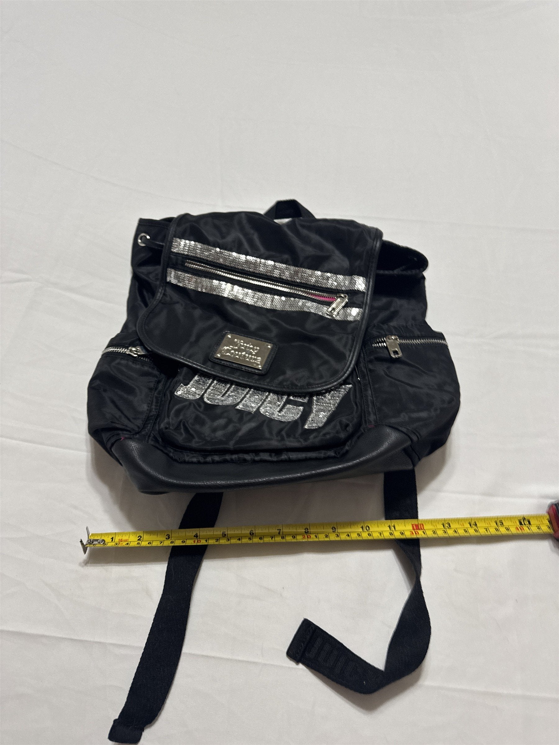 Womens Juicy Couture JUICY Glitter Sparkle Sequins Black and Pink Backpack