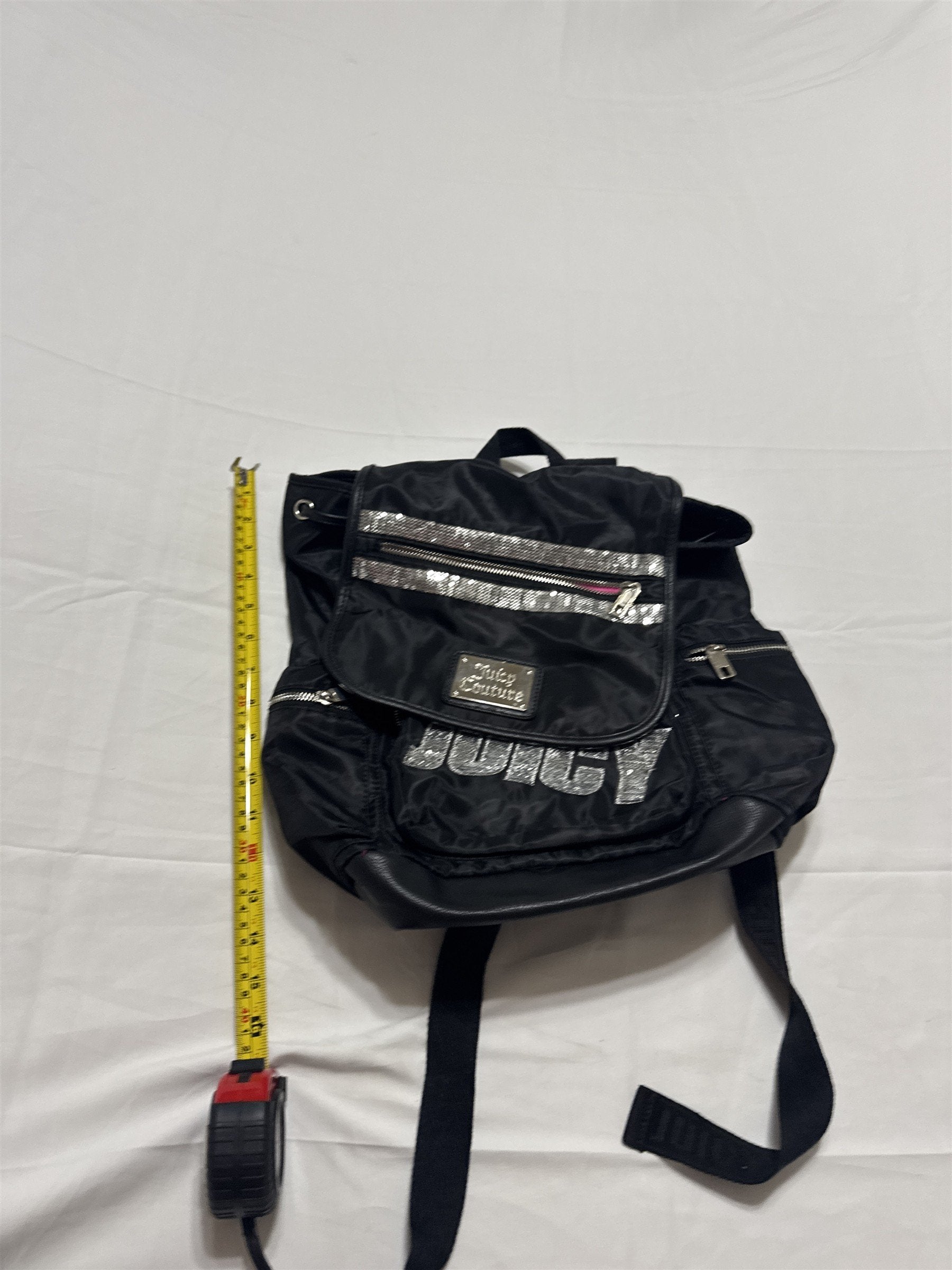 Womens Juicy Couture JUICY Glitter Sparkle Sequins Black and Pink Backpack