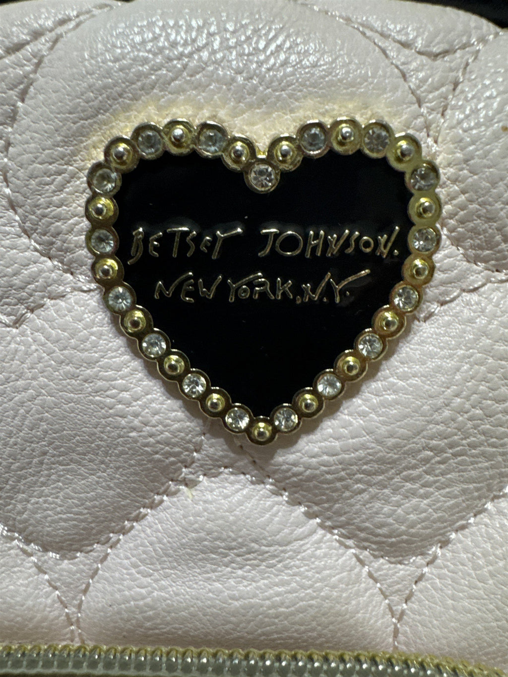 Womens Betsey Johnson Owl Pink & Black Rhinestone Nose Backpack Bag Quilted