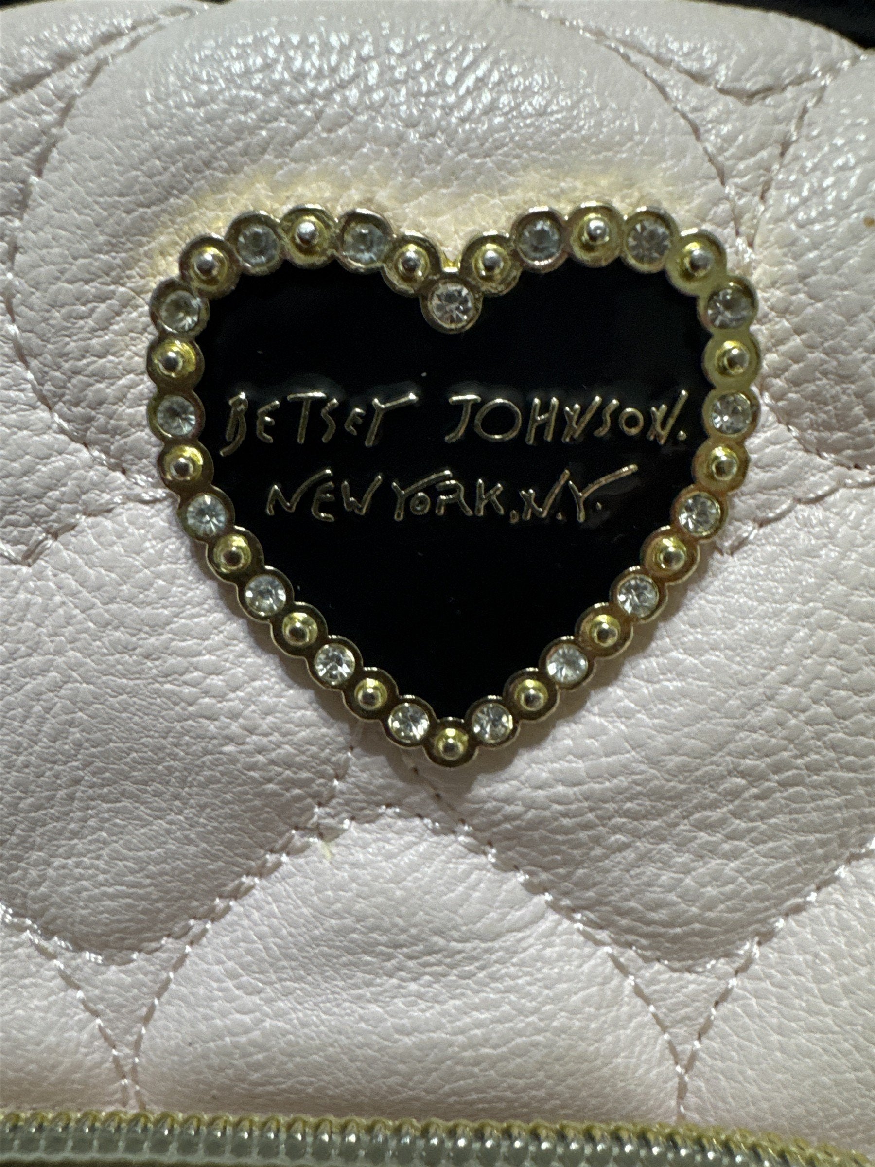 Womens Betsey Johnson Owl Pink & Black Rhinestone Nose Backpack Bag Quilted