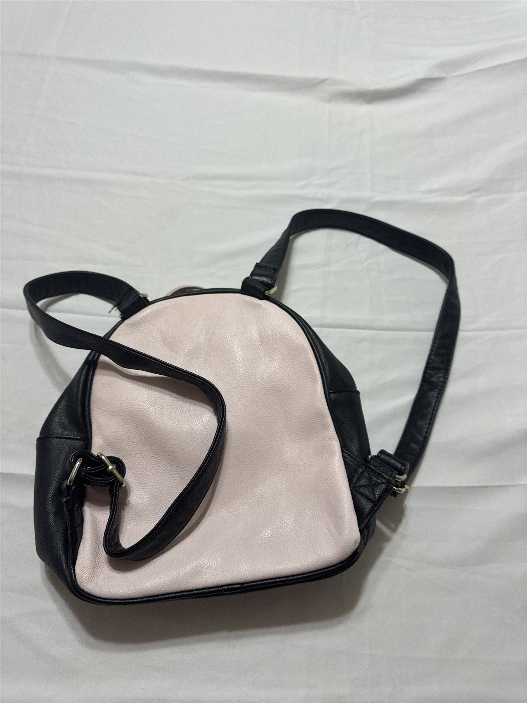 Womens Betsey Johnson Owl Pink & Black Rhinestone Nose Backpack Bag Quilted